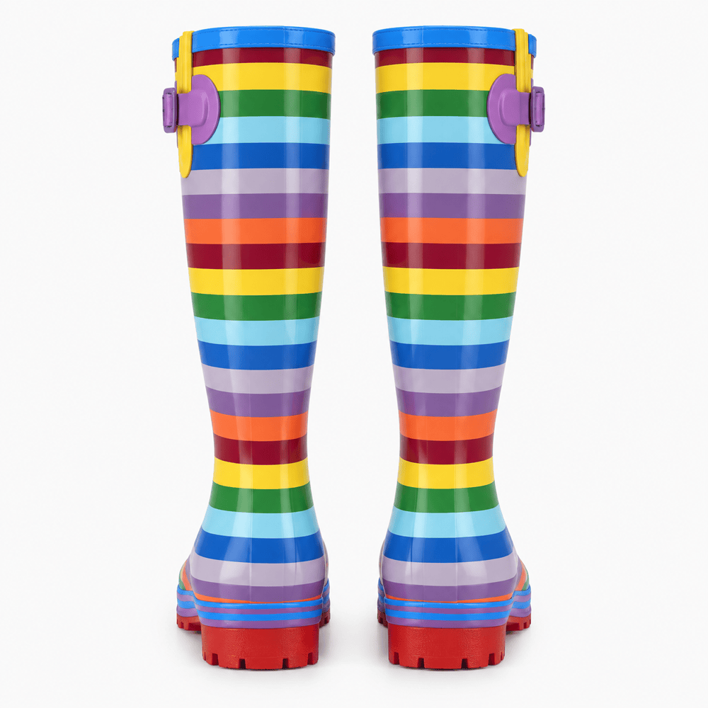 Women's Multicolour Rubber Rain Boots