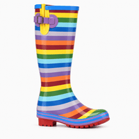Women's Multicolour Rubber Rain Boots