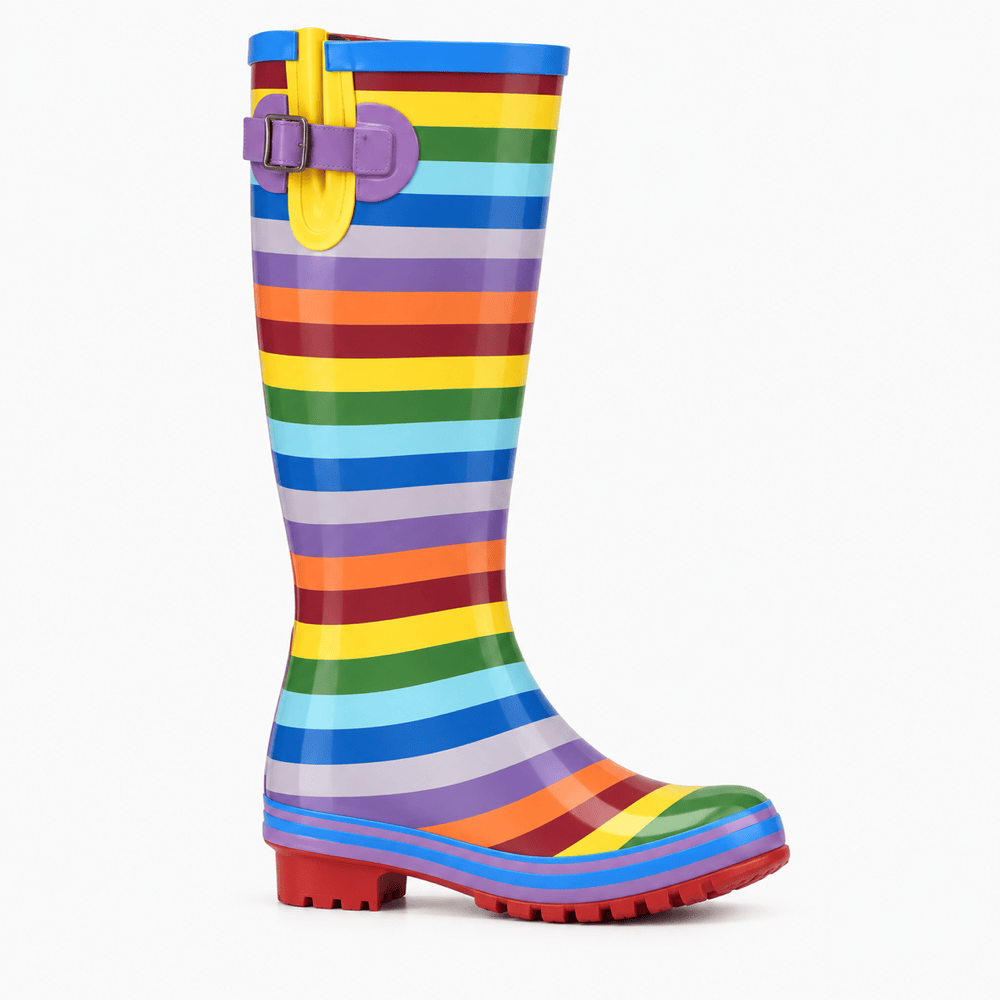 Women's Multicolour Rubber Rain Boots