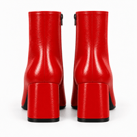 Women's Red Leather Ankle Boots