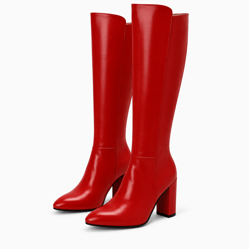 Women's Red Leather Boots