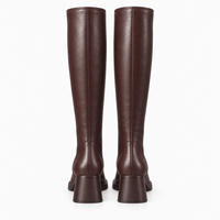 Women's Tall Brown Leather Heeled Boots