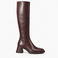 Women's Tall Brown Leather Heeled Boots