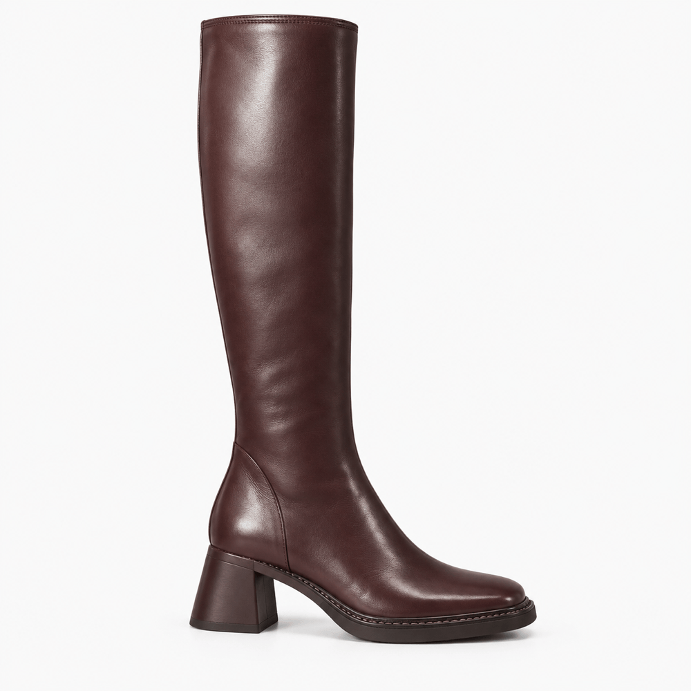 Women's Tall Brown Leather Heeled Boots