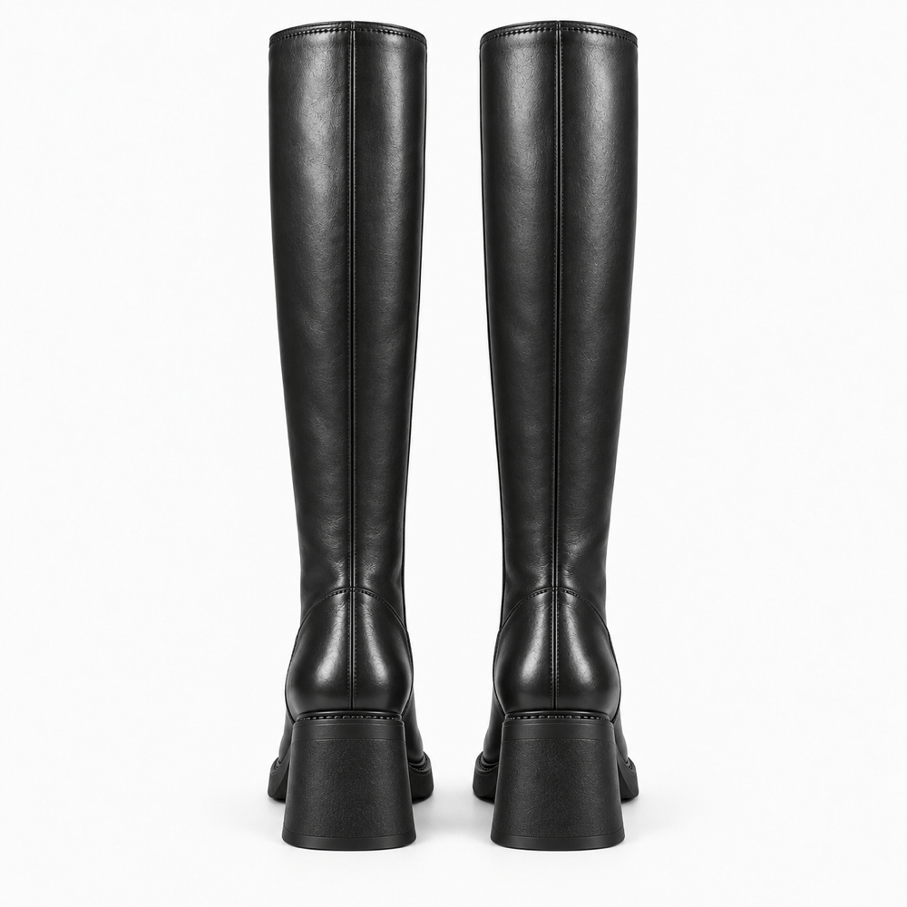 Women's Tall Leather Block-Heeled Boots