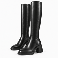 Women's Tall Leather Block-Heeled Boots