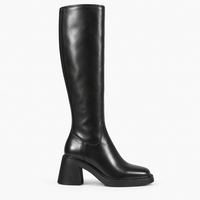 Women's Tall Leather Block-Heeled Boots