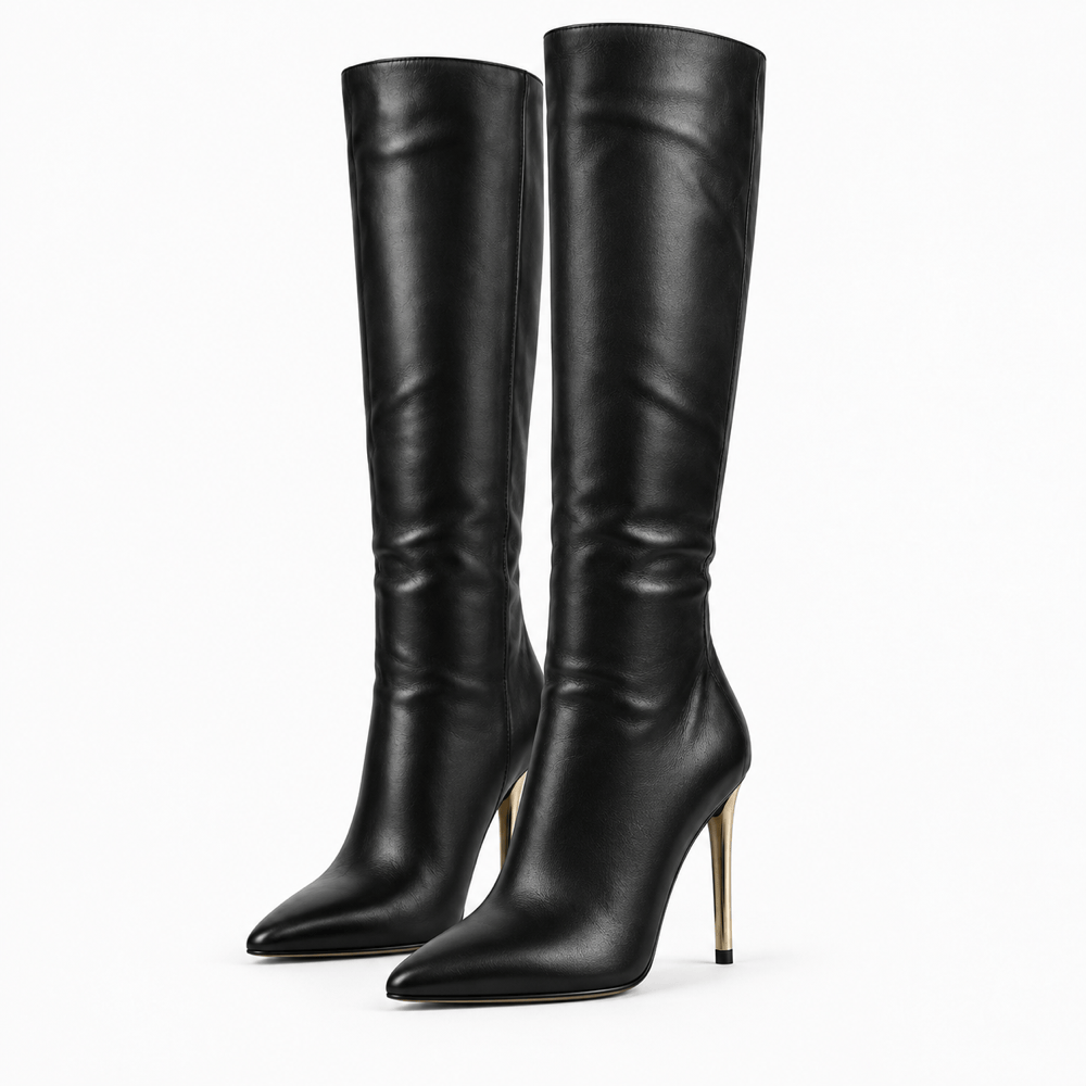 Women's Tall Leather Heeled Boots