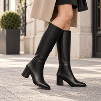 Women's Tall Leather Low-Heeled Boots
