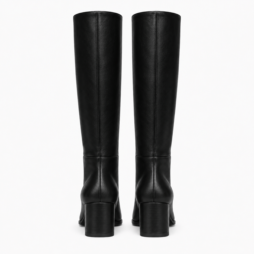 Women's Tall Leather Low-Heeled Boots