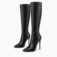 Women's Tall Leather Slim-Heeled Boots