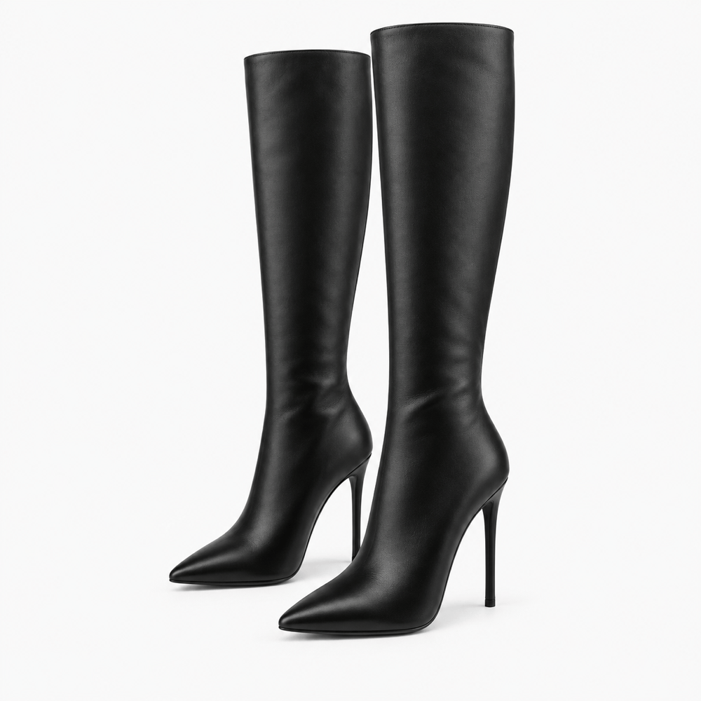 Women's Tall Leather Slim-Heeled Boots