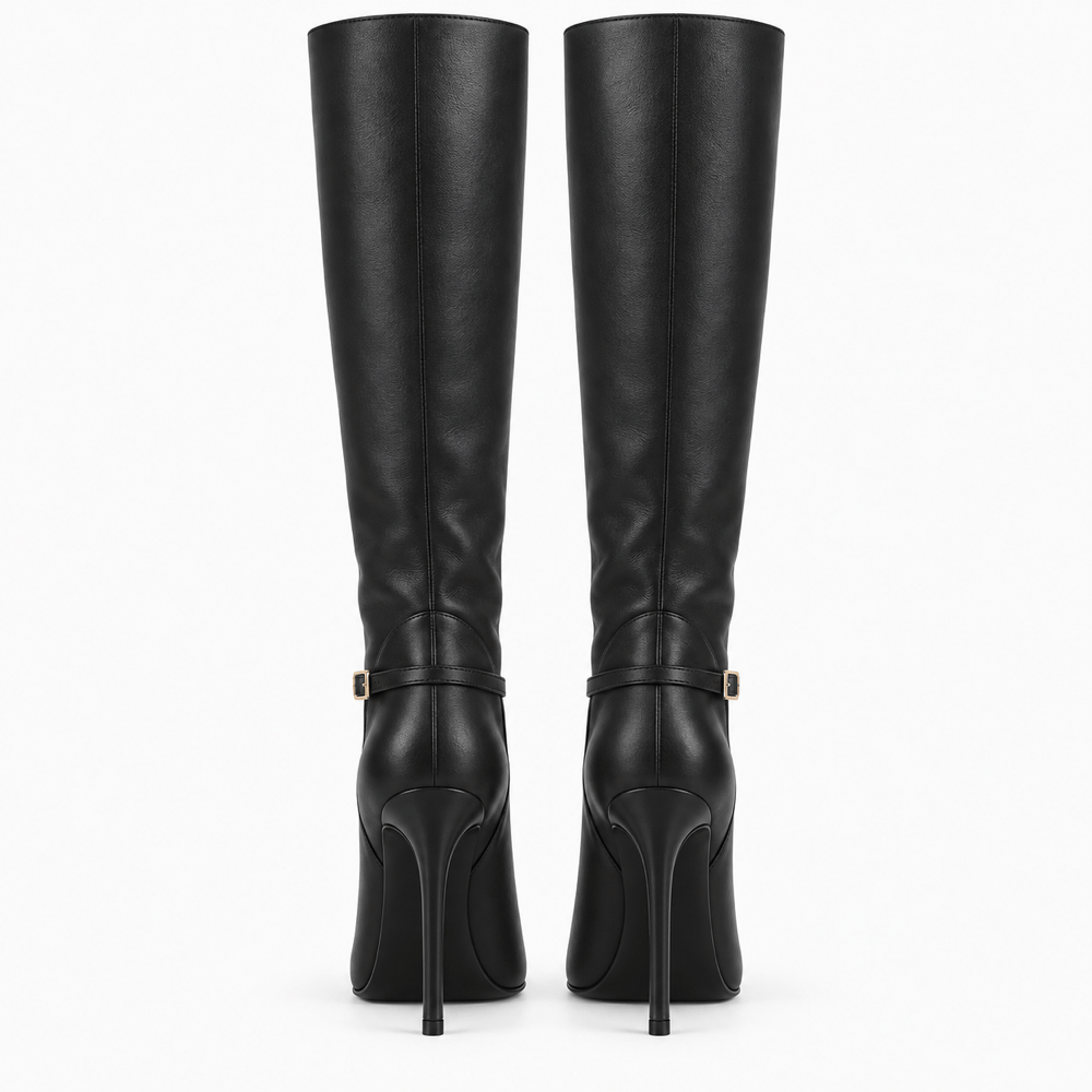 Women's Tall Leather Stiletto-Heeled Boots
