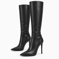 Women's Tall Leather Stiletto-Heeled Boots