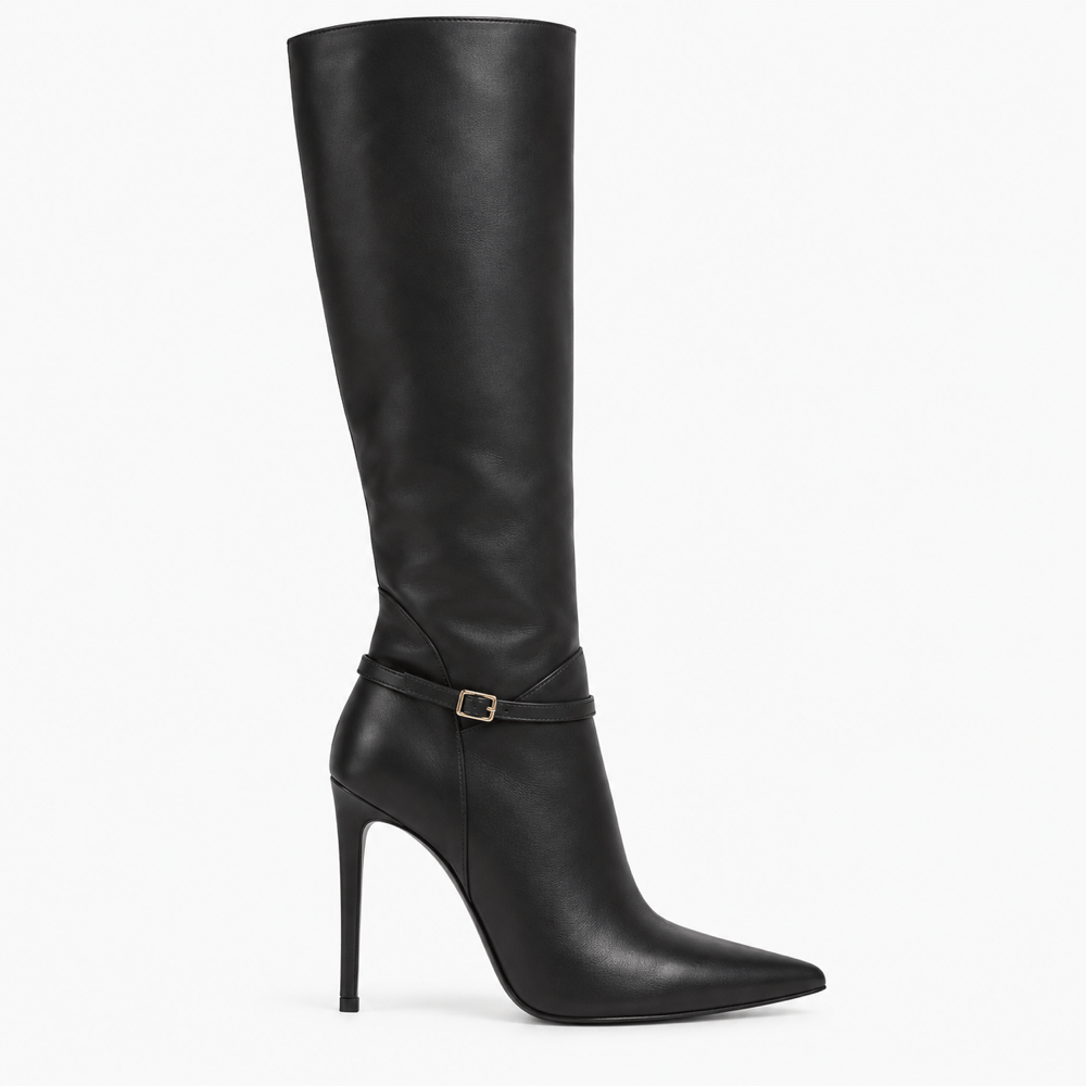 Women's Tall Leather Stiletto-Heeled Boots