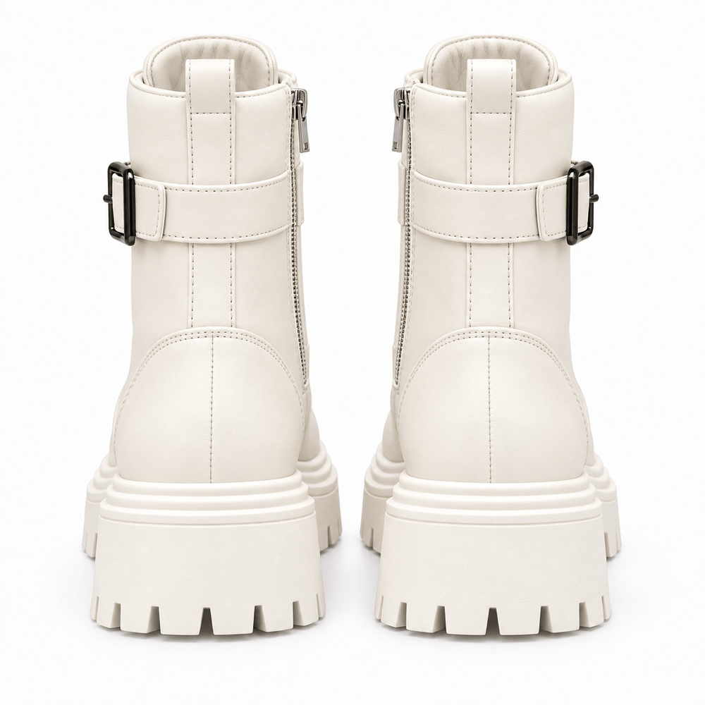 Women's White Leather Boots