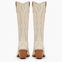 Women's White Leather Western Boots