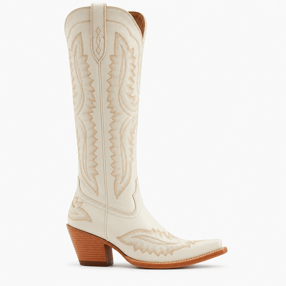 Women's White Leather Western Boots